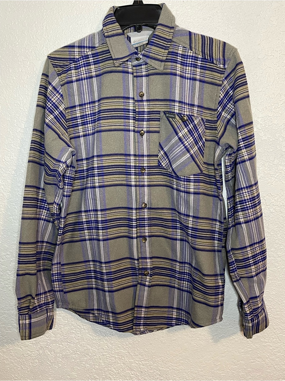 Men's Plaid Button-Up Shirt - Gray & Purple